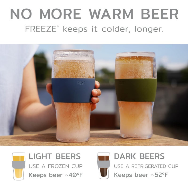 Host FREEZE Beer Glasses, Frozen Beer Mugs, Freezable Pint Glass Set, Insulated Pint Glass to Keep Your Drinks Cold, Double Walled Insulated Glasses, Tumbler for Iced Coffee, 16oz, Set of 2, Black - Image 2